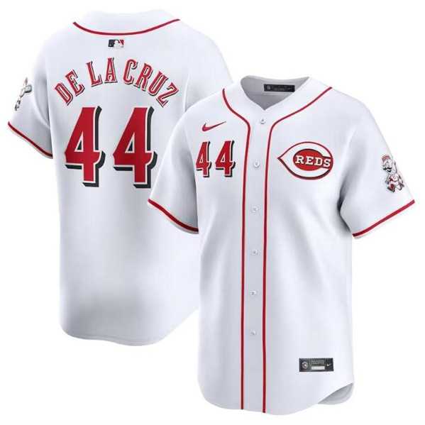 Men%27s Cincinnati Reds #44 Elly De La Cruz White Home Limited Baseball Stitched Jersey Dzhi